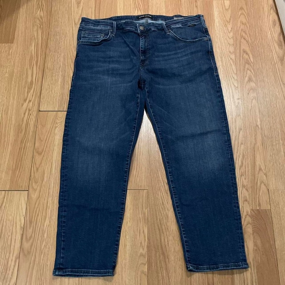 Mavi Mens 40x28 (38x27) Zach Straight Fit Jeans Dark Blue Denim Western Casual